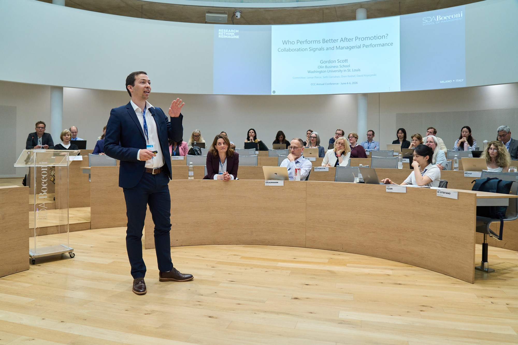 Gordon Scott presenting at CCC 2026, Bocconi University, Milan